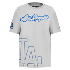 MLB LOS ANGELES DODGERS SHEER INFLUENCE WOMEN'S BOYFRIEND TOP (HEATHER GREY)