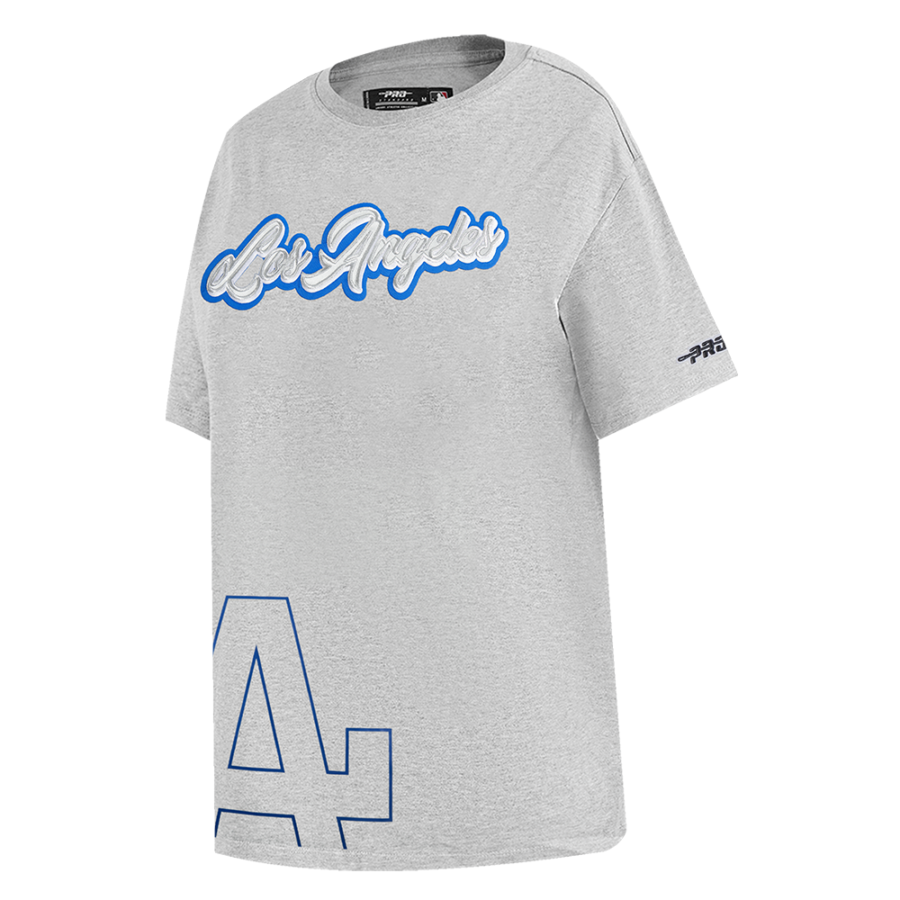 MLB LOS ANGELES DODGERS SHEER INFLUENCE WOMEN'S BOYFRIEND TOP (HEATHER GREY)