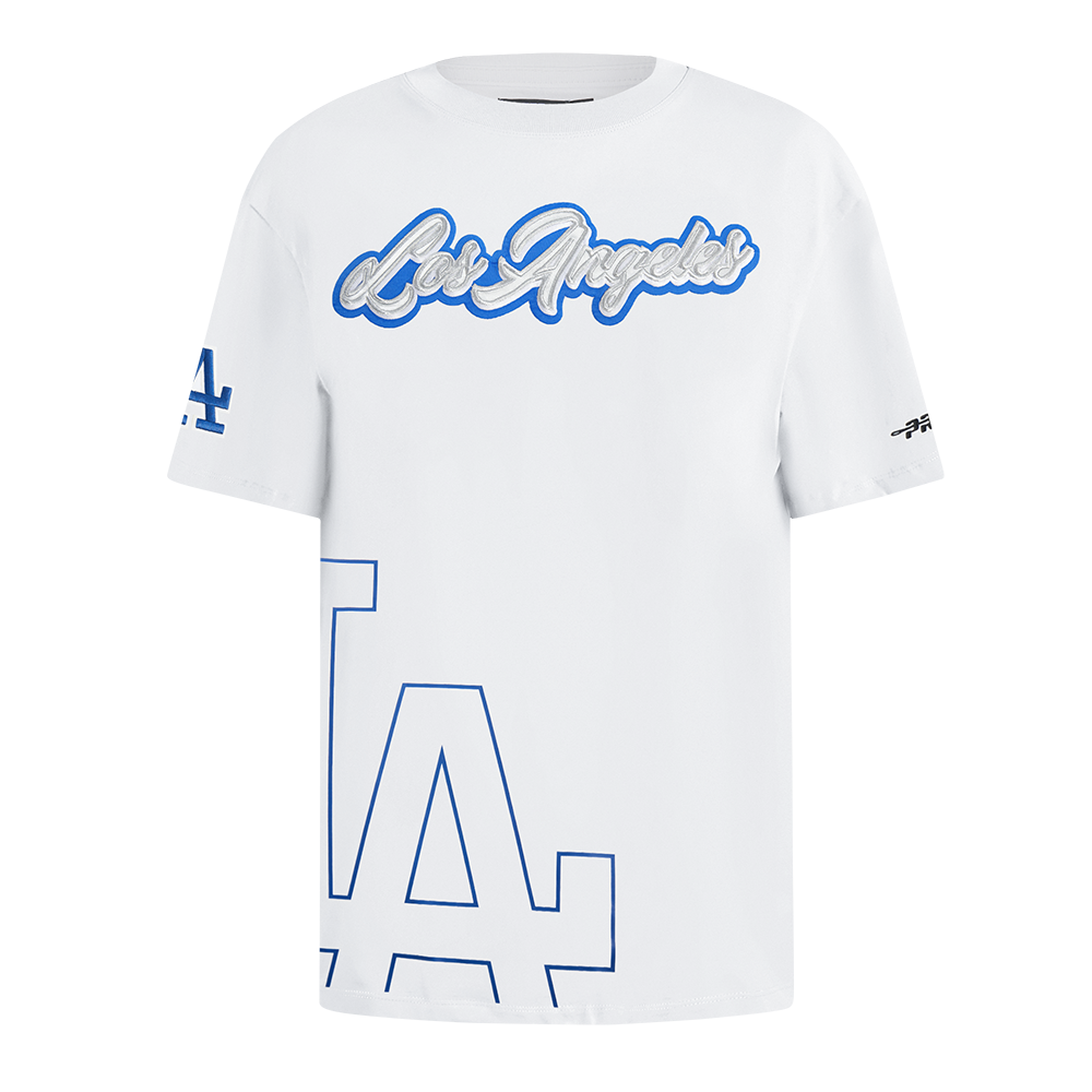 MLB LOS ANGELES DODGERS SHEER INFLUENCE WOMEN'S BOYFRIEND TOP (WHITE)