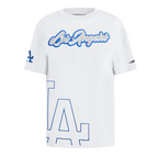 MLB LOS ANGELES DODGERS SHEER INFLUENCE WOMEN'S BOYFRIEND TOP (WHITE)