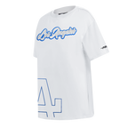 MLB LOS ANGELES DODGERS SHEER INFLUENCE WOMEN'S BOYFRIEND TOP (WHITE)