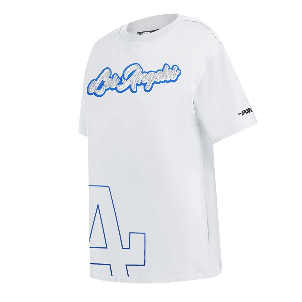 MLB LOS ANGELES DODGERS SHEER INFLUENCE WOMEN'S BOYFRIEND TOP (WHITE)