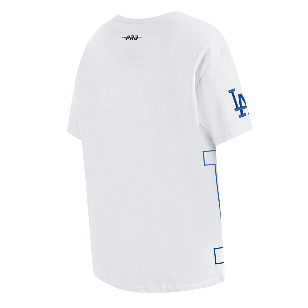 MLB LOS ANGELES DODGERS SHEER INFLUENCE WOMEN'S BOYFRIEND TOP (WHITE)