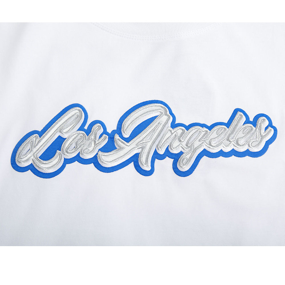 MLB LOS ANGELES DODGERS SHEER INFLUENCE WOMEN'S BOYFRIEND TOP (WHITE)