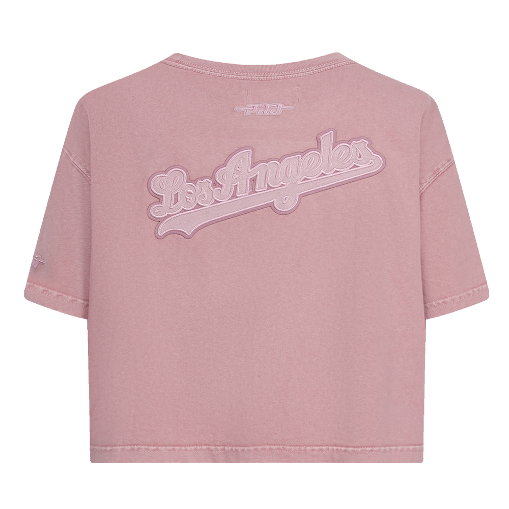 MLB LOS ANGELES DODGERS WASHED CLASSIC WOMEN'S ENZYME WASH BOXY TEE (WASHED MAUVE)