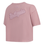 MLB LOS ANGELES DODGERS WASHED CLASSIC WOMEN'S ENZYME WASH BOXY TEE (WASHED MAUVE)