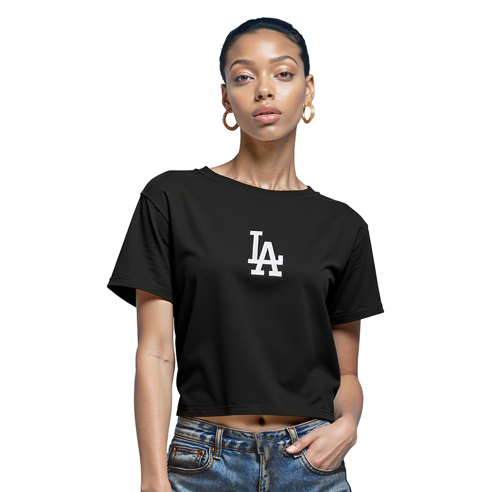 MLB LOS ANGELES DODGERS WINGSPAN T-SHIRT EN JERSEY SIMPLE À COUPE CARRÉE POUR FEMME (NOIR)
