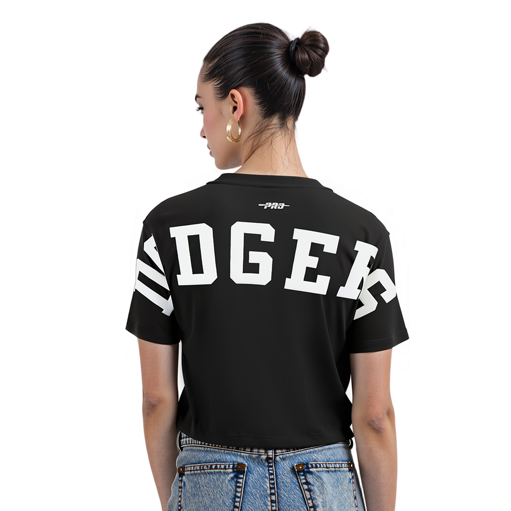 MLB LOS ANGELES DODGERS WINGSPAN T-SHIRT EN JERSEY SIMPLE À COUPE CARRÉE POUR FEMME (NOIR)