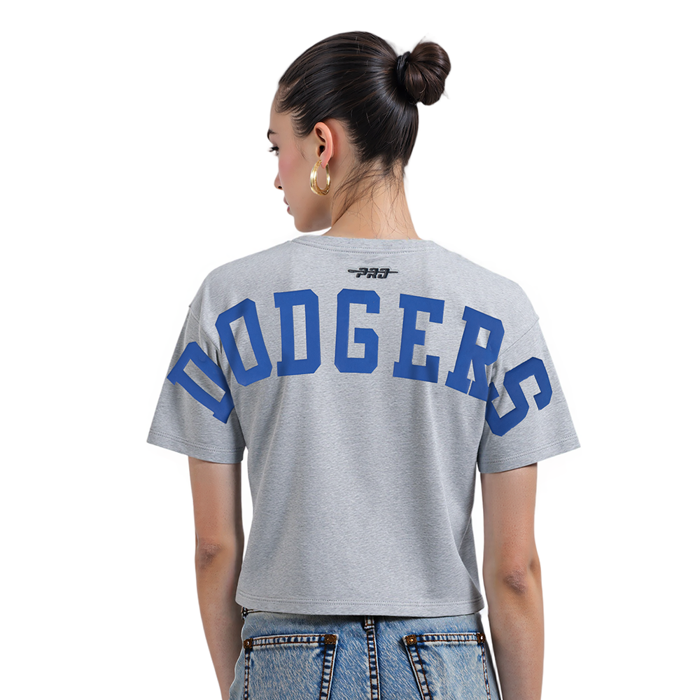 MLB LOS ANGELES DODGERS WINGSPAN WOMEN'S SJ BOXY TEE (DARK HEATHER GRAY)