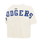 MLB LOS ANGELES DODGERS WINGSPAN T-SHIRT EN JERSEY SIMPLE À COUPE CARRÉE POUR FEMME (COQUILLE D'ŒUF)