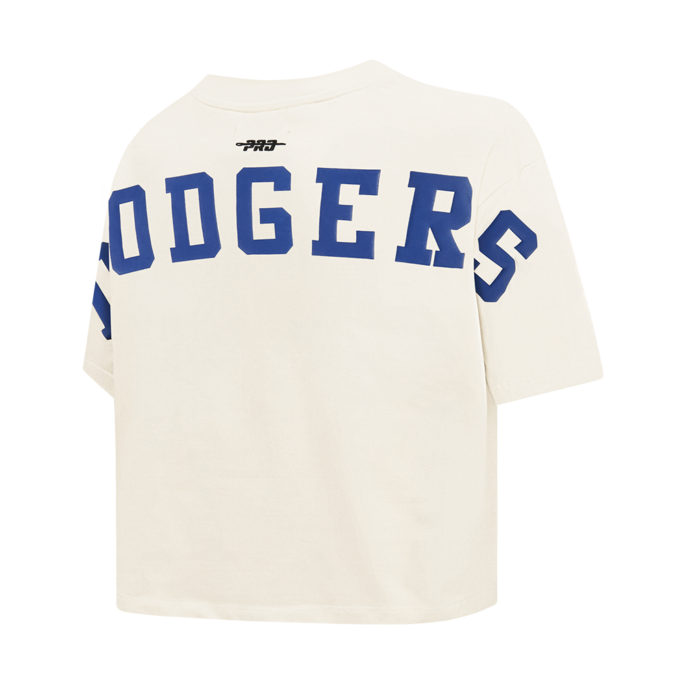 MLB LOS ANGELES DODGERS WINGSPAN T-SHIRT EN JERSEY SIMPLE À COUPE CARRÉE POUR FEMME (COQUILLE D'ŒUF)