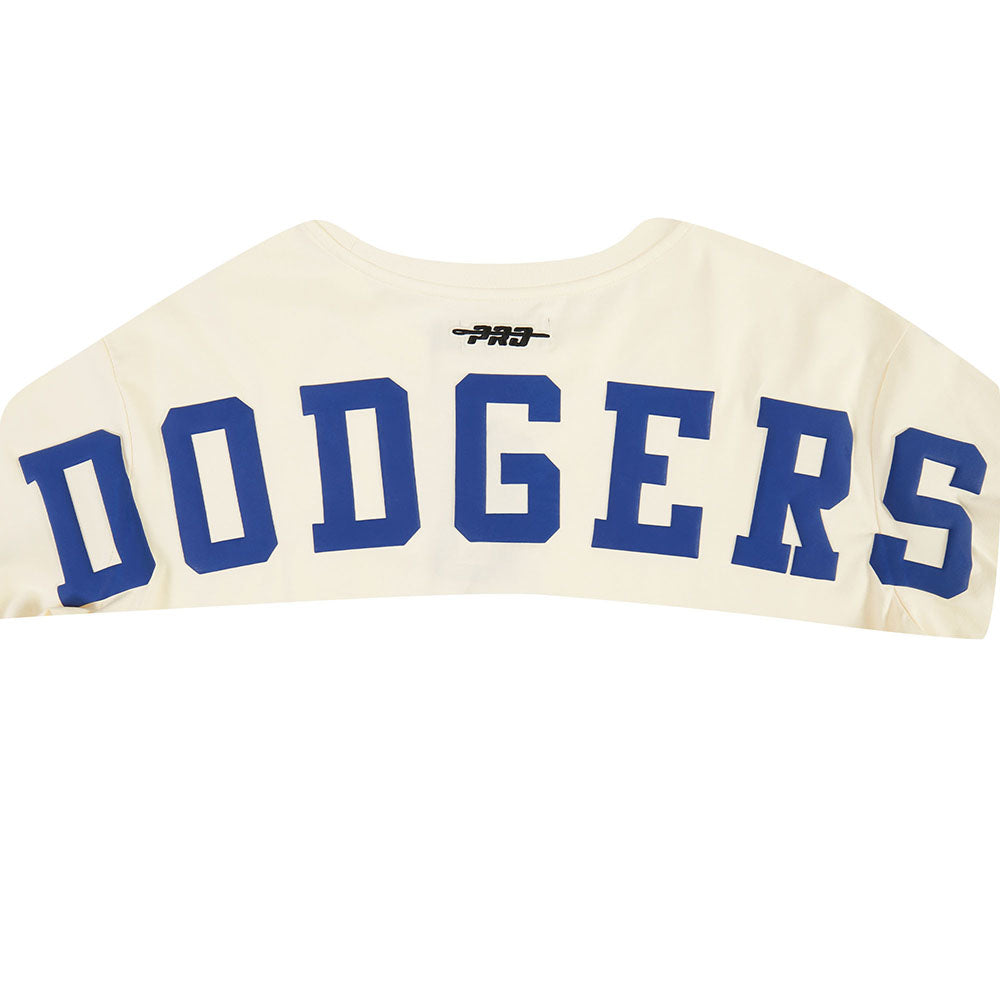 MLB LOS ANGELES DODGERS WINGSPAN T-SHIRT EN JERSEY SIMPLE À COUPE CARRÉE POUR FEMME (COQUILLE D'ŒUF)