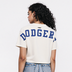 MLB LOS ANGELES DODGERS WINGSPAN T-SHIRT EN JERSEY SIMPLE À COUPE CARRÉE POUR FEMME (COQUILLE D'ŒUF)