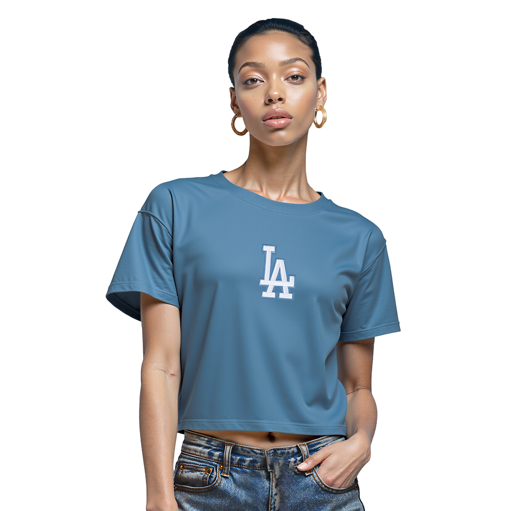 MLB LOS ANGELES DODGERS WINGSPAN WOMEN'S SJ BOXY TEE (STEEL BLUE)