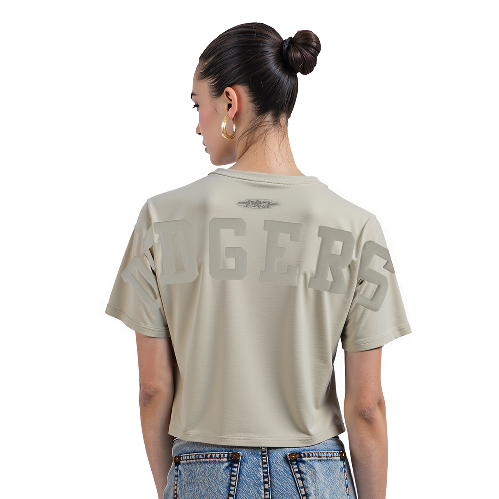 MLB LOS ANGELES DODGERS WINGSPAN T-SHIRT EN JERSEY SIMPLE À COUPE CARRÉE POUR FEMME (TAUPE)