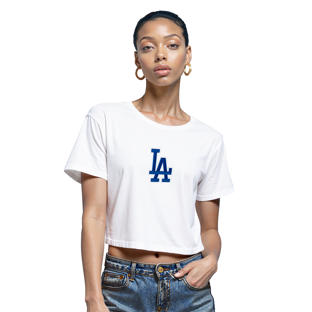 MLB LOS ANGELES DODGERS WINGSPAN WOMEN'S SJ BOXY TEE (WHITE)