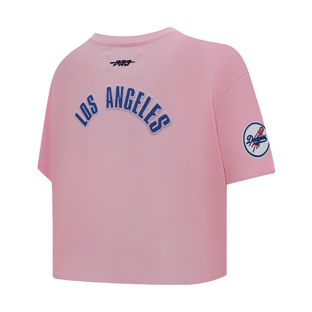 MLB LOS ANGELES DODGERS CLASSIC CHENILLE WOMEN'S SJ BOXY TOP (PINK)