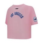 MLB LOS ANGELES DODGERS CLASSIC CHENILLE WOMEN'S SJ BOXY TOP (PINK)