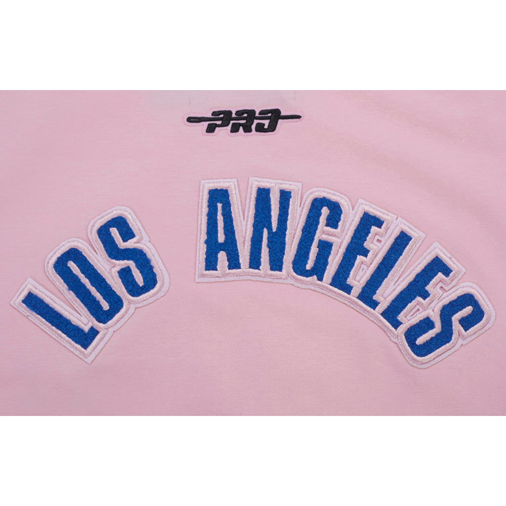 MLB LOS ANGELES DODGERS CLASSIC CHENILLE WOMEN'S SJ BOXY TOP (PINK)