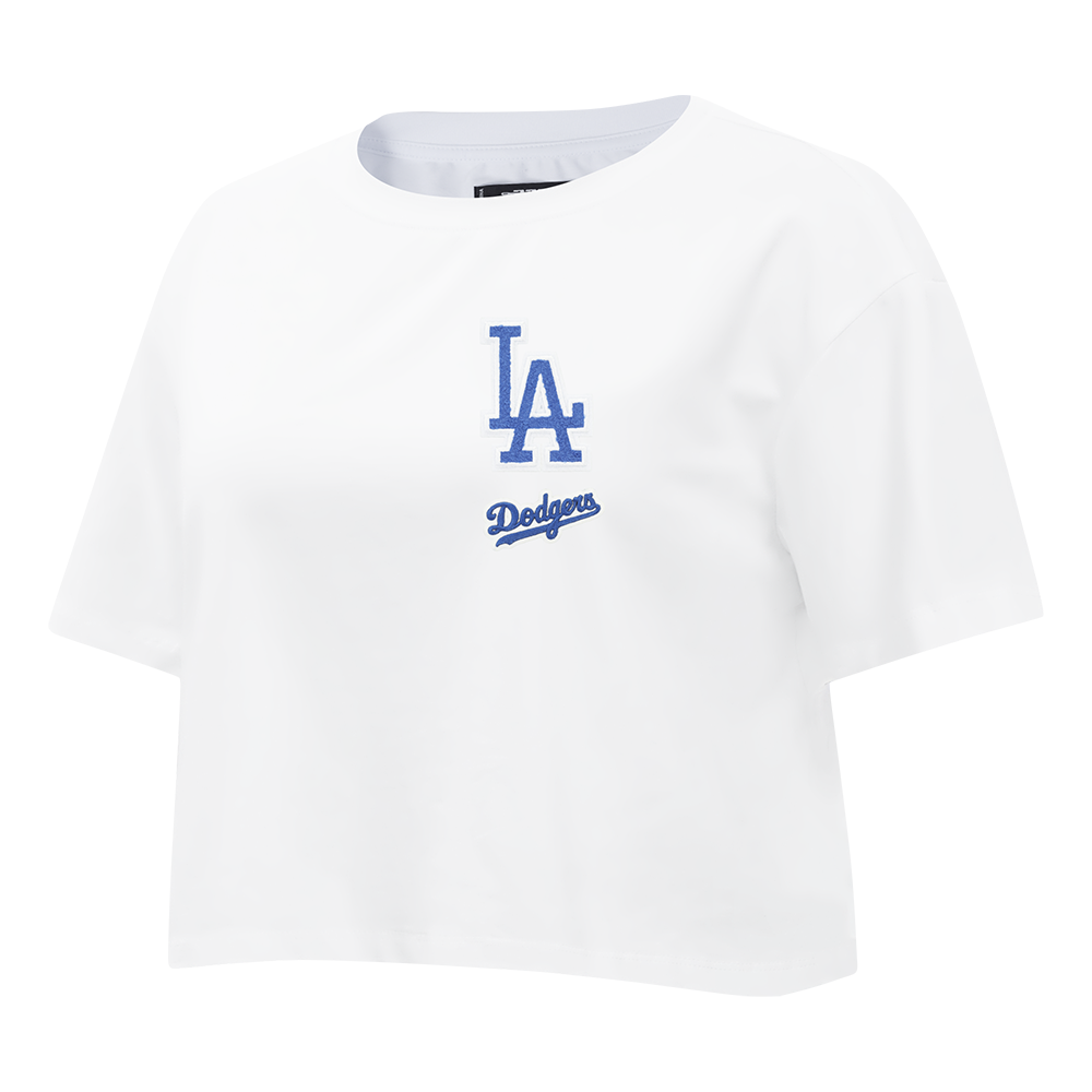 MLB LOS ANGELES DODGERS CLASSIC CHENILLE WOMEN'S SJ BOXY TOP (WHITE)