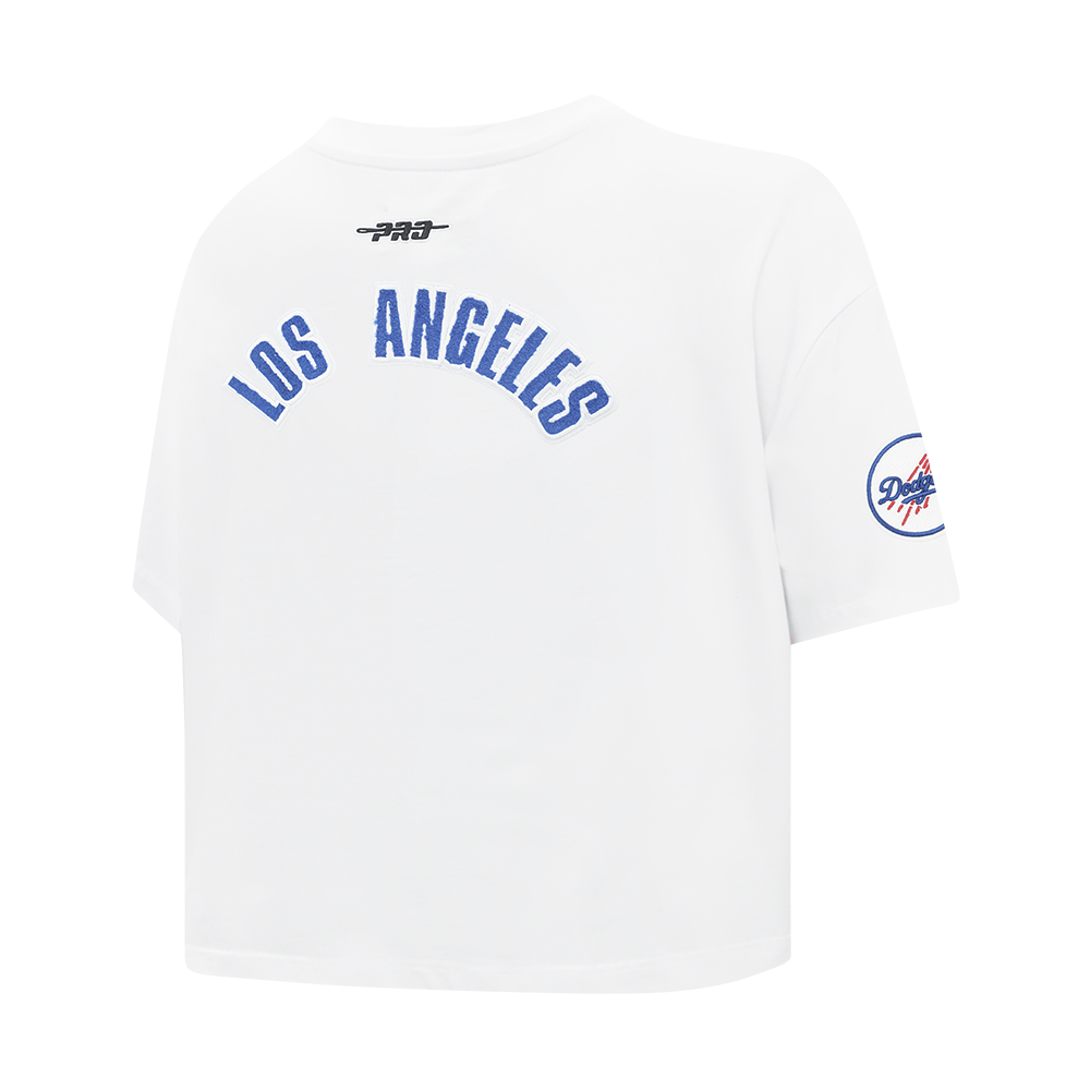 MLB LOS ANGELES DODGERS CLASSIC CHENILLE WOMEN'S SJ BOXY TOP (WHITE)