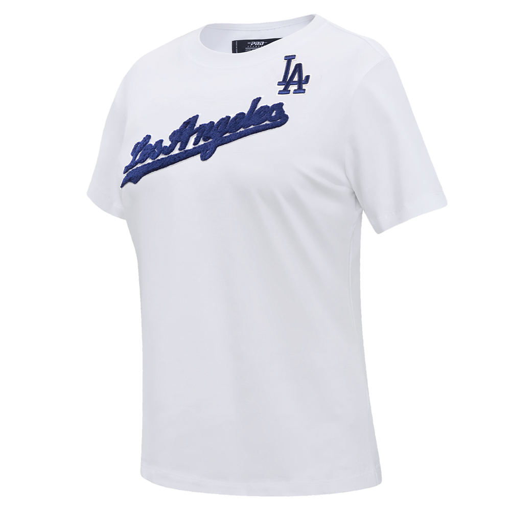 MLB LOS ANGELES DODGERS CLASSIC SHORT SLEEVE WOMEN'S SINGLE JERSEY SLIM FIT TOP (WHITE)