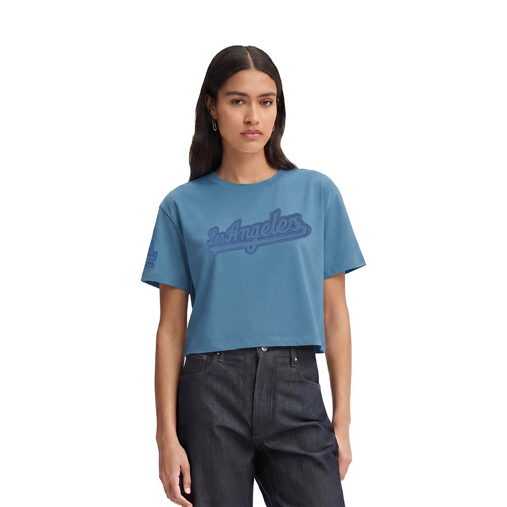 MLB LOS ANGELES DODGERS NEUTRAL SINGLE JERSEY BOXY TEE (STEEL BLUE)