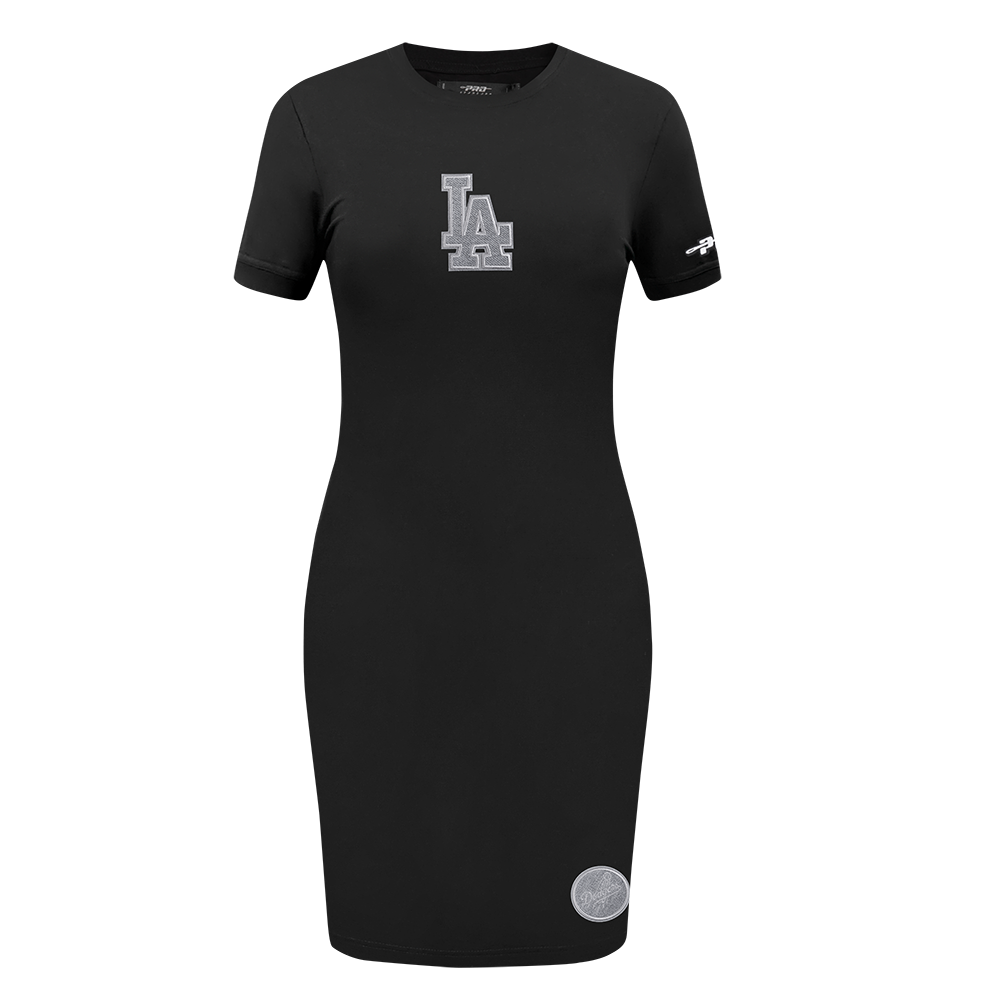 MLB LOS ANGELES DODGERS REVERSE FRENCH TERRY WOMEN'S BODYCON DRESS (BLACK)