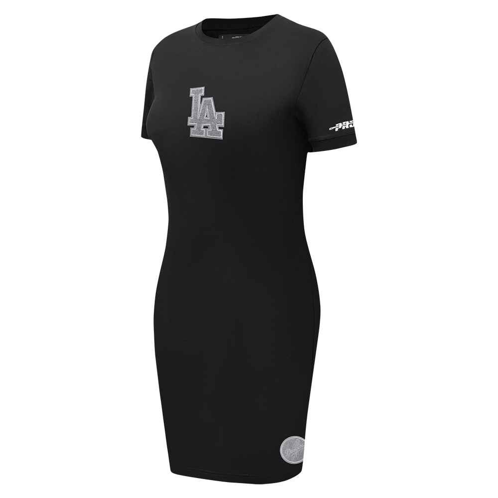 MLB LOS ANGELES DODGERS REVERSE FRENCH TERRY WOMEN'S BODYCON DRESS (BLACK)
