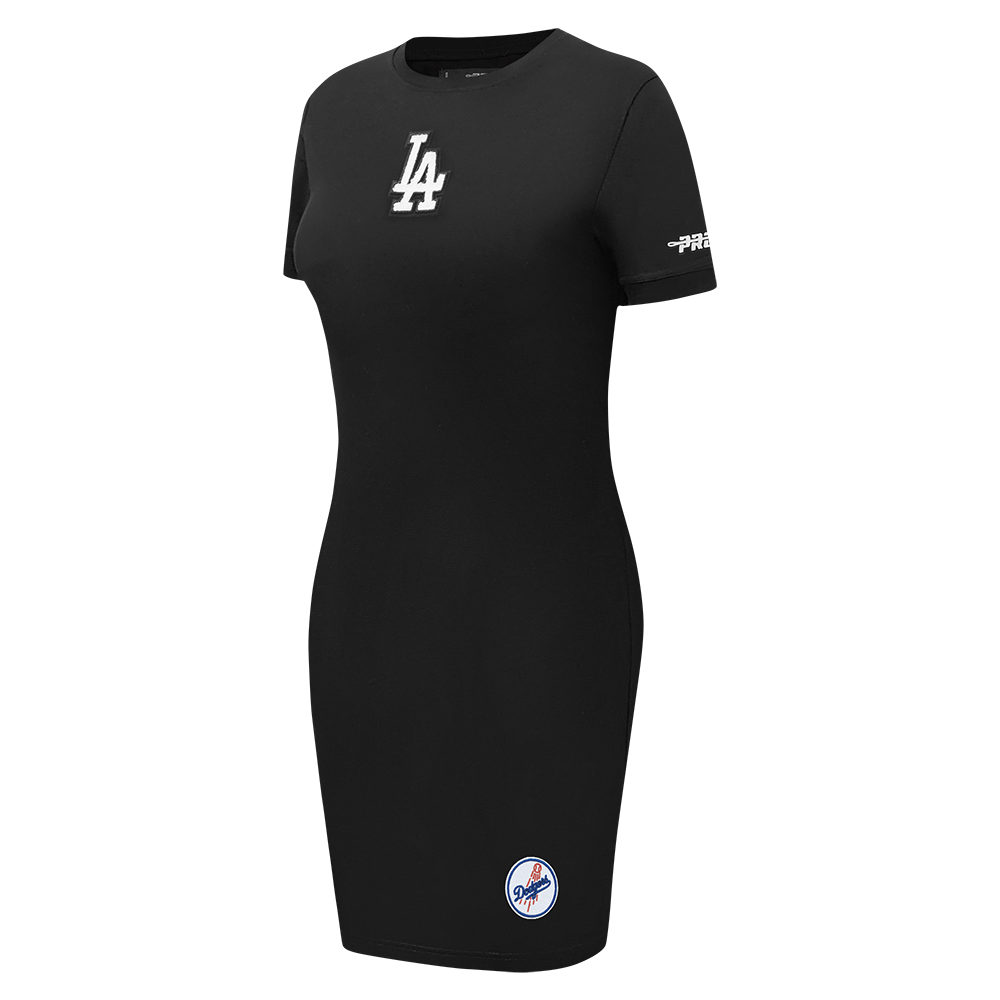 MLB LOS ANGELES DODGERS CLASSIC CHENILLE WOMEN'S BODYCON DRESS (BLACK)