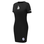 MLB LOS ANGELES DODGERS CLASSIC CHENILLE WOMEN'S BODYCON DRESS (BLACK)