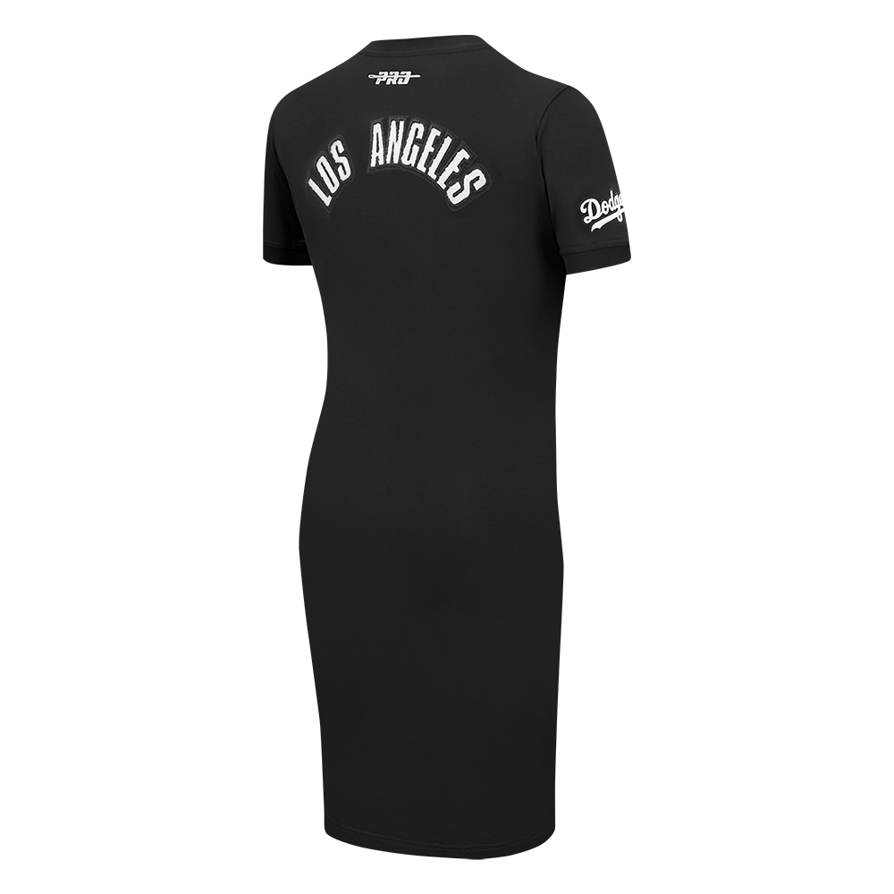 MLB LOS ANGELES DODGERS CLASSIC CHENILLE WOMEN'S BODYCON DRESS (BLACK)