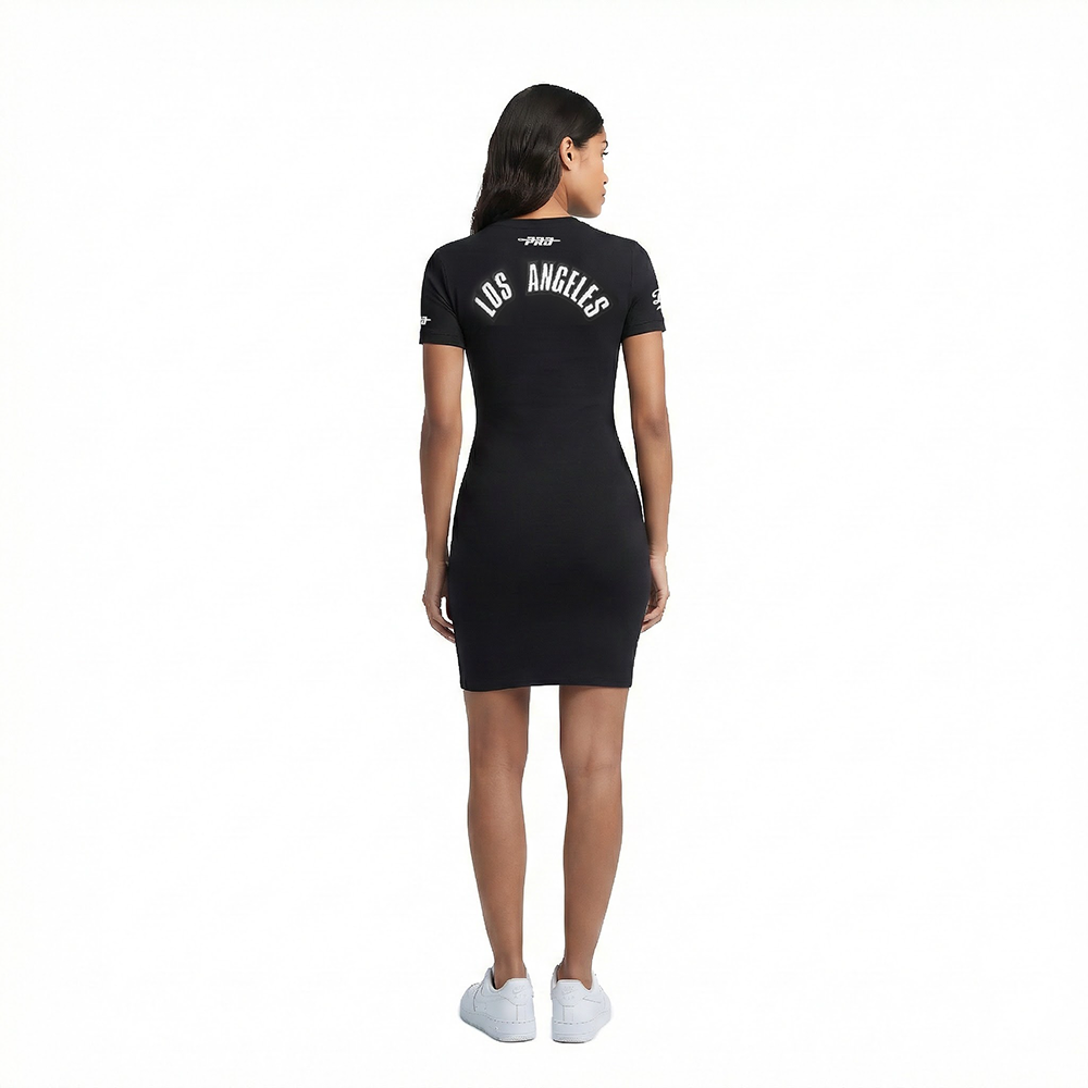 MLB LOS ANGELES DODGERS CLASSIC CHENILLE WOMEN'S BODYCON DRESS (BLACK)