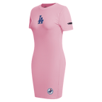 MLB LOS ANGELES DODGERS CLASSIC CHENILLE WOMEN'S BODYCON DRESS (PINK)