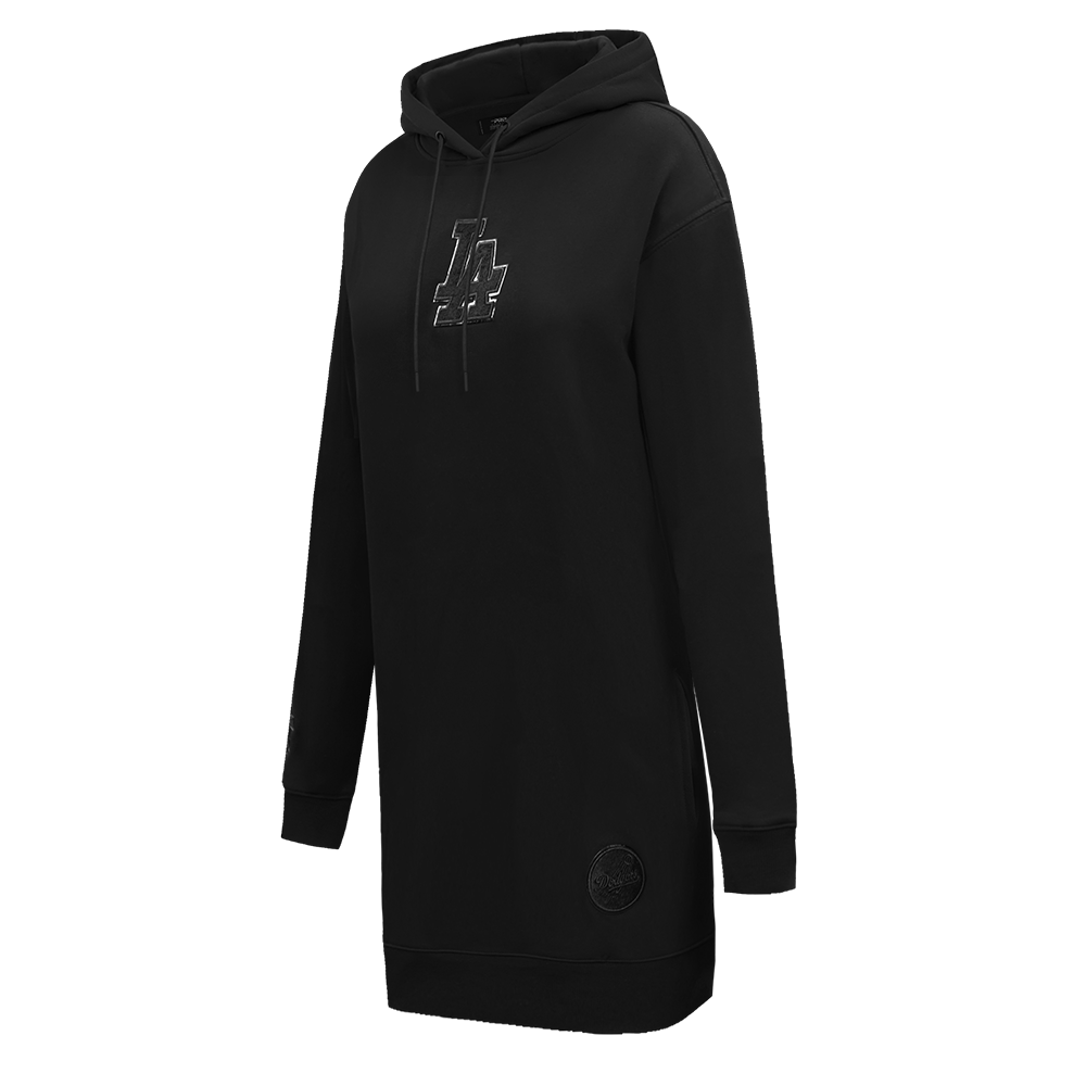 MLB LOS ANGELES DODGERS TRIPLE BLACK WOMEN'S HOODIE DRESS (TRIPLE BLACK)