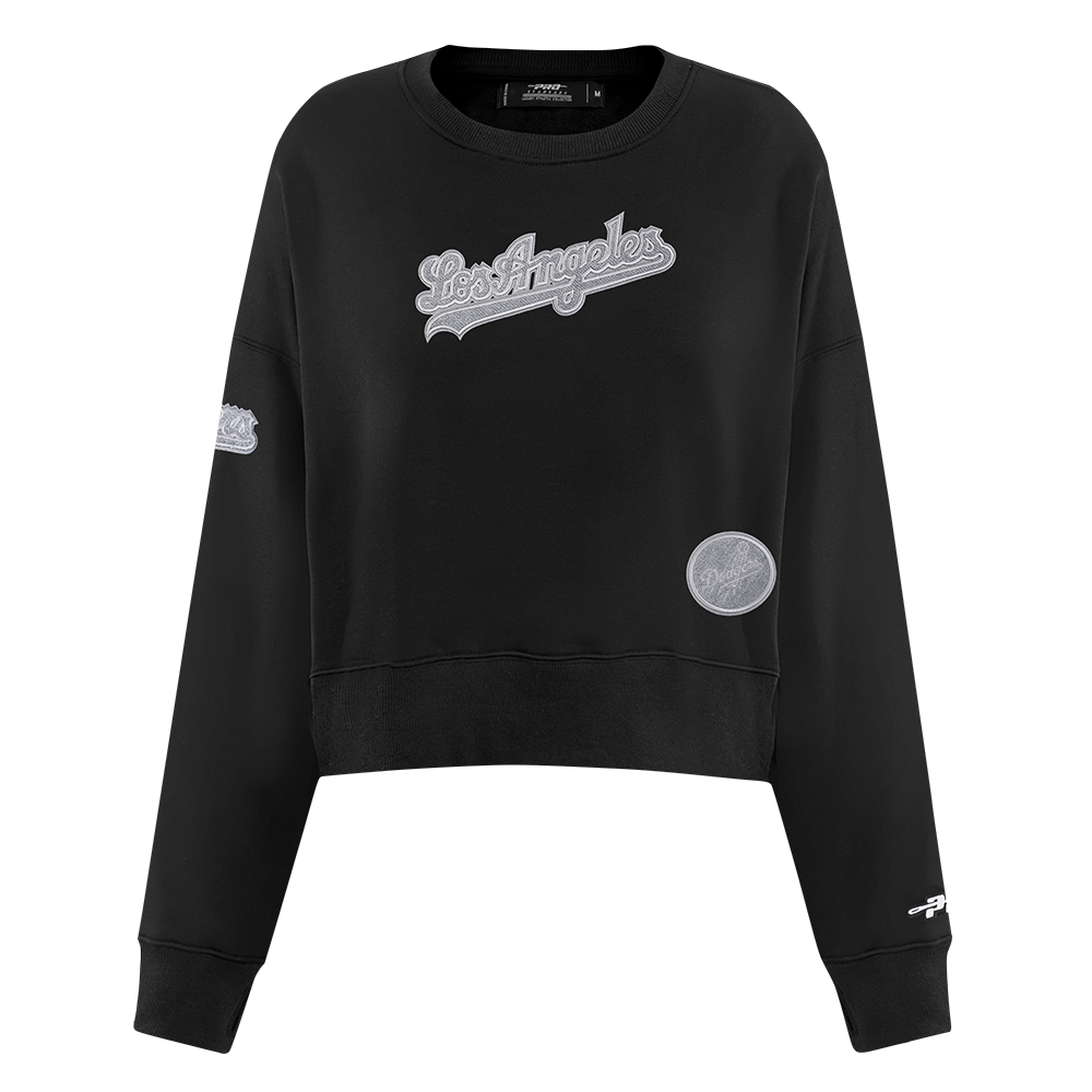 MLB LOS ANGELES DODGERS REVERSE FRENCH TERRY WOMEN'S FLEECE CREWNECK (BLACK)