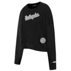 MLB LOS ANGELES DODGERS REVERSE FRENCH TERRY WOMEN'S FLEECE CREWNECK (BLACK)
