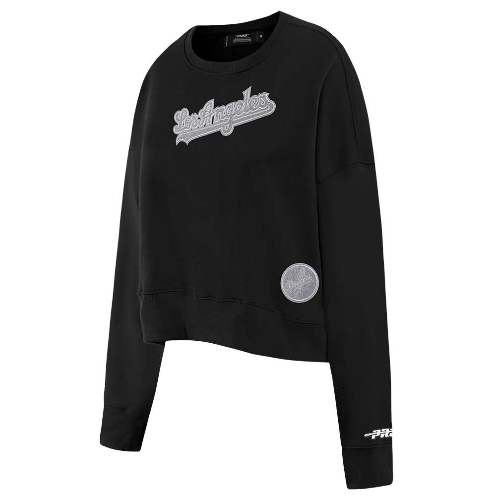 MLB LOS ANGELES DODGERS REVERSE FRENCH TERRY WOMEN'S FLEECE CREWNECK (BLACK)