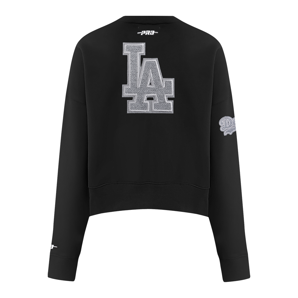 MLB LOS ANGELES DODGERS REVERSE FRENCH TERRY WOMEN'S FLEECE CREWNECK (BLACK)