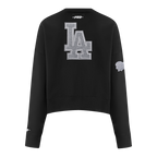 MLB LOS ANGELES DODGERS REVERSE FRENCH TERRY WOMEN'S FLEECE CREWNECK (BLACK)