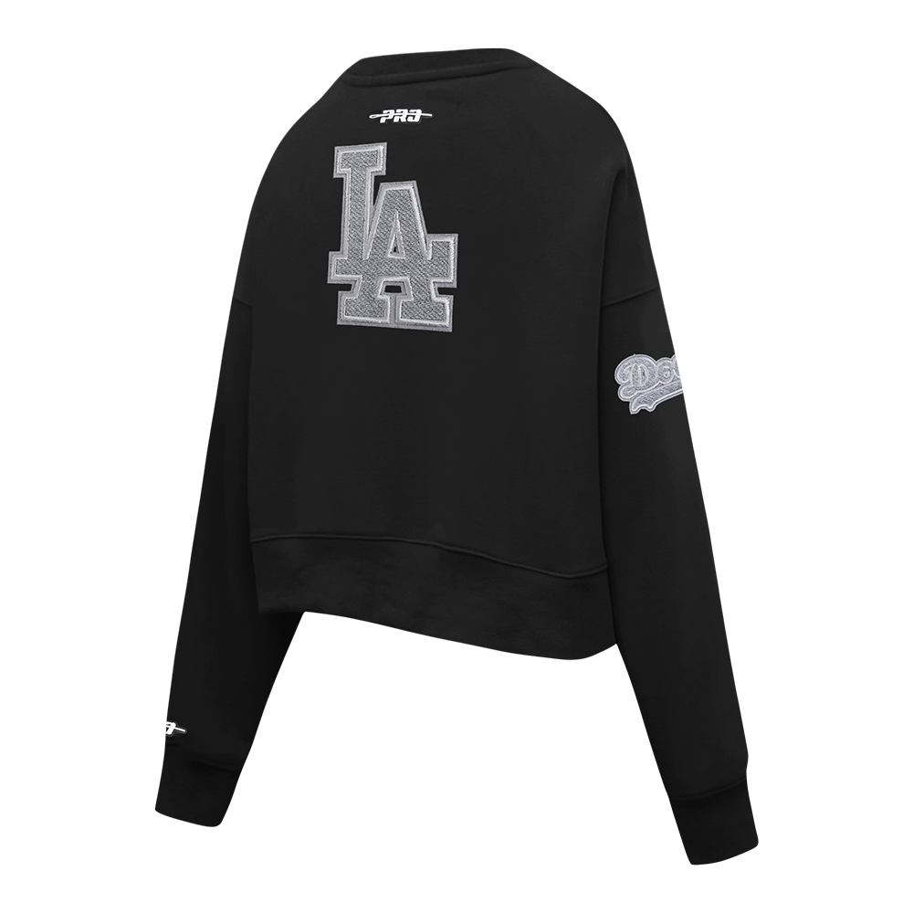 MLB LOS ANGELES DODGERS REVERSE FRENCH TERRY WOMEN'S FLEECE CREWNECK (BLACK)