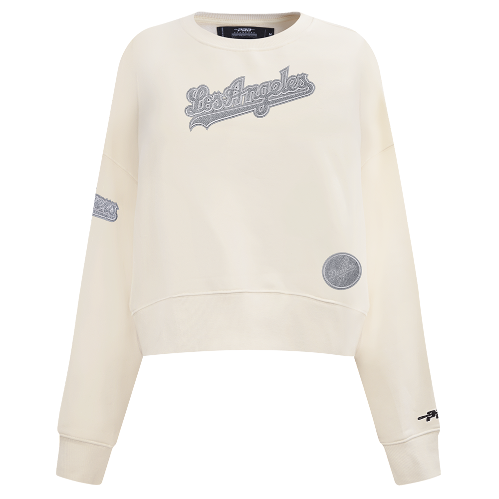 MLB LOS ANGELES DODGERS REVERSE FRENCH TERRY CHANDAIL À COL ROND EN MOLLETON POUR FEMME (COQUILLE D'ŒUF)