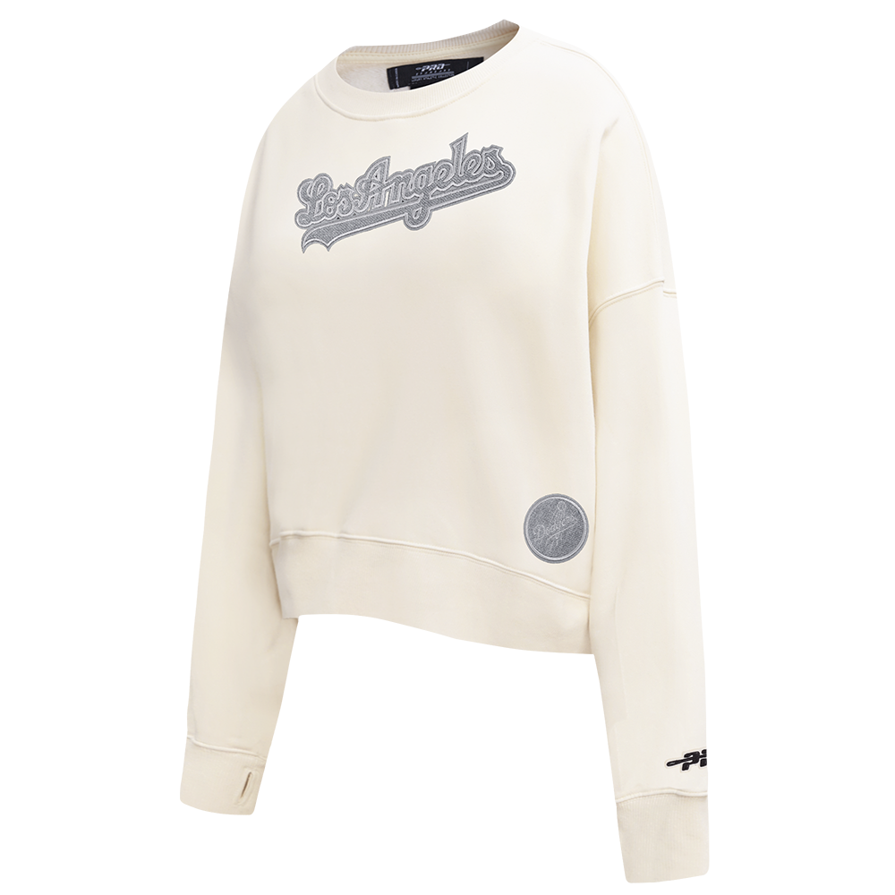 MLB LOS ANGELES DODGERS REVERSE FRENCH TERRY WOMEN'S FLEECE CREWNECK (EGGSHELL)