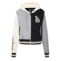MLB LOS ANGELES DODGERS REVERSE FRENCH TERRY WOMEN'S COLORBLOCK FLC FZ (BLACK/GRAY/EGGSHELL)