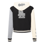 MLB LOS ANGELES DODGERS REVERSE FRENCH TERRY WOMEN'S COLORBLOCK FLC FZ (BLACK/GRAY/EGGSHELL)