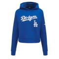 MLB LOS ANGELES DODGERS GAME DAY CLASSICS WOMEN'S DOUBLE KNIT CROPPED PULLOVER HOODIE (DODGER BLUE)