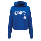 MLB LOS ANGELES DODGERS GAME DAY CLASSICS WOMEN'S DOUBLE KNIT CROPPED PULLOVER HOODIE (DODGER BLUE)