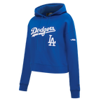 MLB LOS ANGELES DODGERS GAME DAY CLASSICS WOMEN'S DOUBLE KNIT CROPPED PULLOVER HOODIE (DODGER BLUE)