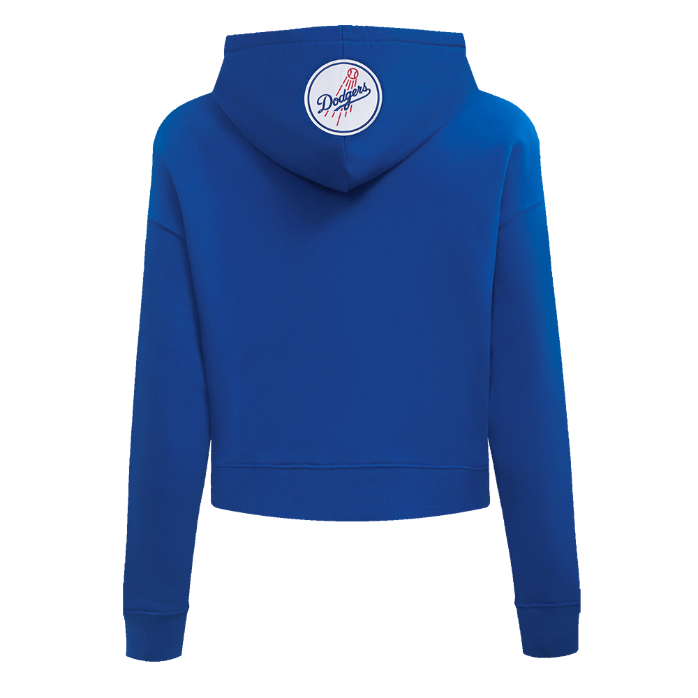 MLB LOS ANGELES DODGERS GAME DAY CLASSICS WOMEN'S DOUBLE KNIT CROPPED PULLOVER HOODIE (DODGER BLUE)