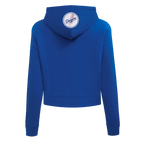 MLB LOS ANGELES DODGERS GAME DAY CLASSICS WOMEN'S DOUBLE KNIT CROPPED PULLOVER HOODIE (DODGER BLUE)